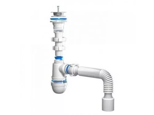 Сифон для мойки 1 1/2" 40 "АНИ"  (С 0115) с гибкой трубой 40х40/50 бутылочный выпуск с нерж.решеткой