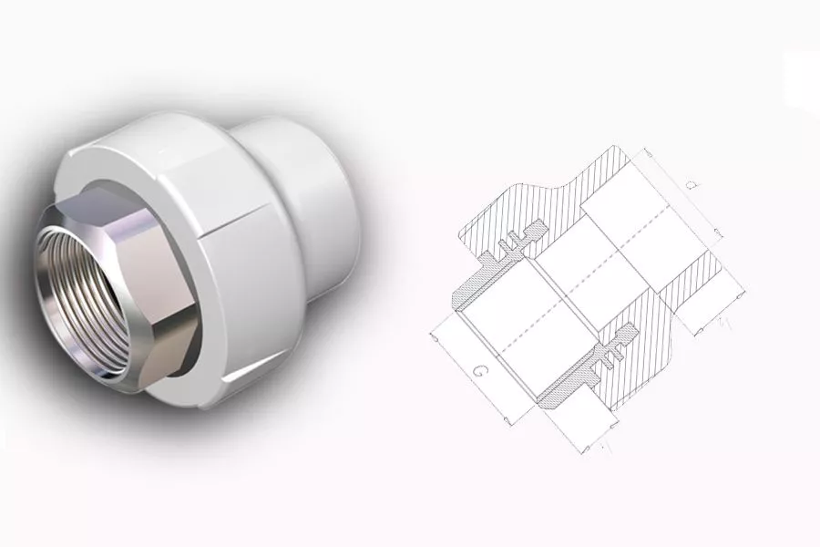 Муфта комбинированная D40-1 1/4" ВР PPRС, (под ключ) Firat
