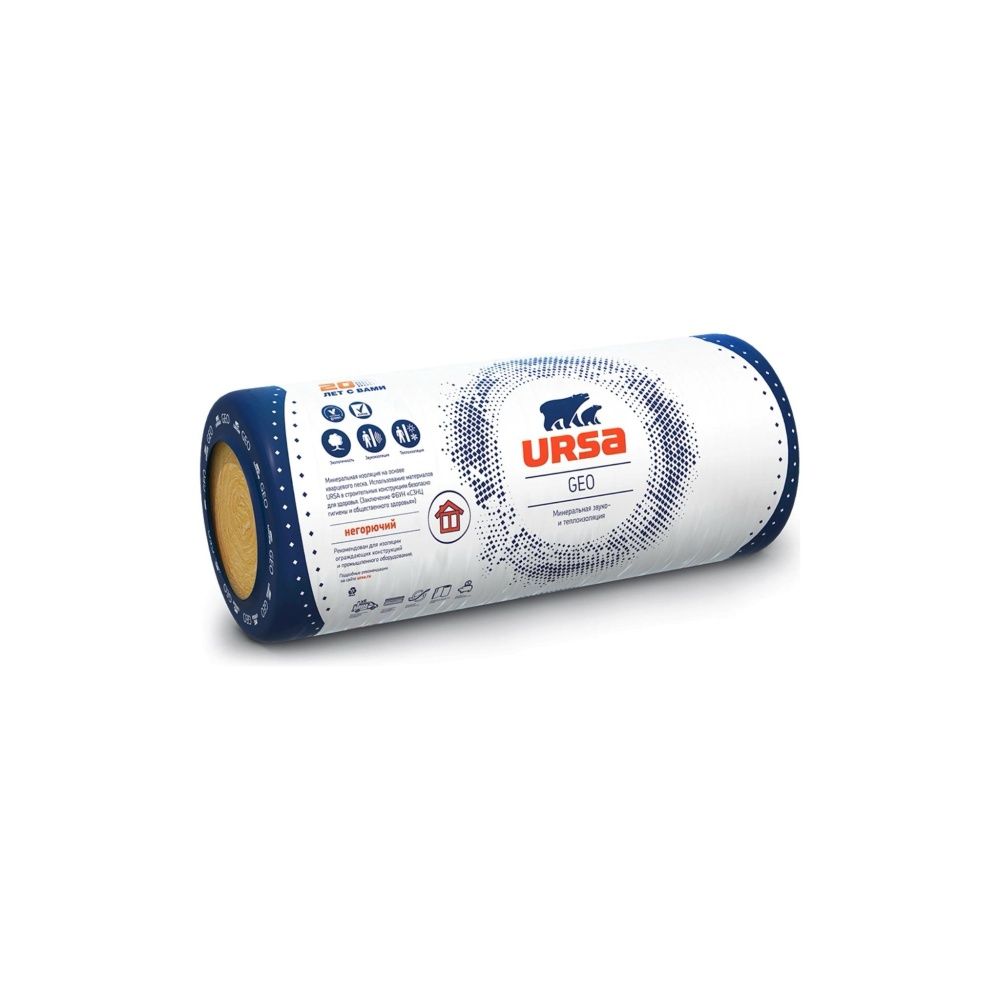 Минвата URSA GEO M-15 37 RN (2х8000х1220х50), (19.52 м2, V=0,976м.куб, плотность 15кг/м3)