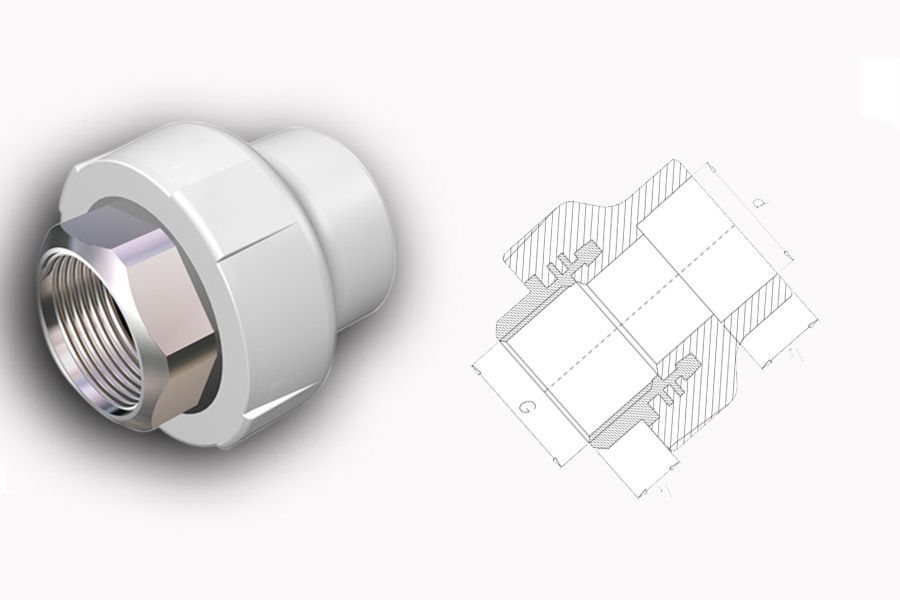 Муфта комбинированная D40-1 1/4" ВР PPRС, (под ключ) Firat