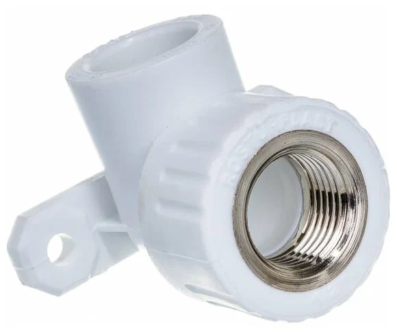 Угольник комбинированный с креплением PPR  D20-1/2" ВР серый 