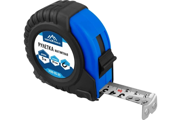 Рулетка  5 м х25мм магнитная Vertextools (3120-05-25)