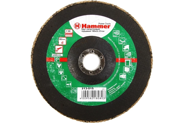 Круг лепестковый торцевой 180х22 Р 80  HAMMER 213-015 тип 1