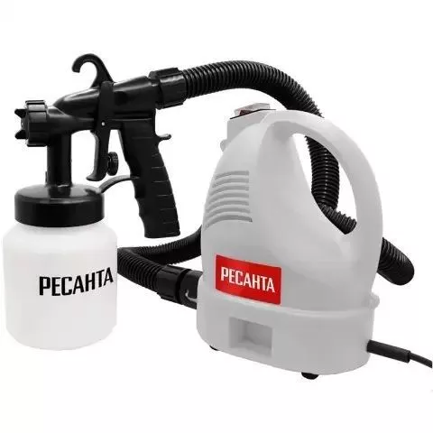 Краскопульт эл. "РЕСАНТА" ЭКП-400 400Вт,V=800мл,расход 0,7л/мин, сопло 1,7/2,5мм, 134х295х315мм, 1кг