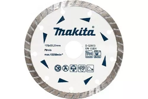Диск алмазный 125х22 сплошной TURBO по бетону/мрамору Эконом D-52803 Makita 